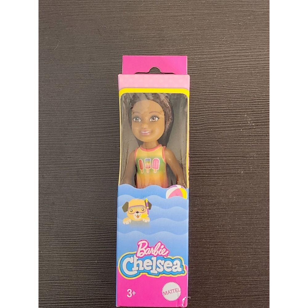 Barbie Chelsea Doll w/Ice-cream Popsicle Bathing Suit 5.5" dark hair 3+ New